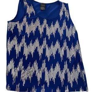 ❣️5/$50 Covington Large Blue Blouse with silver sequins.